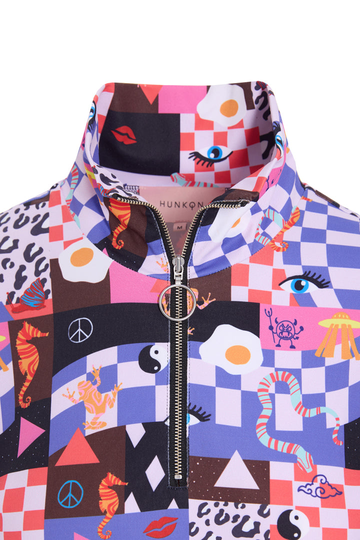 HUNKØN Alba Zipper Blouse Blouses Multiverse Art Print