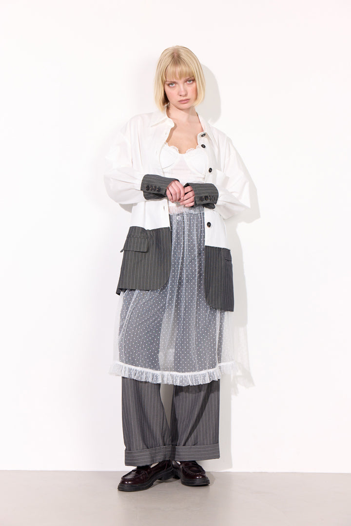 HUNKØN Billie Shirt Shirts White and Grey