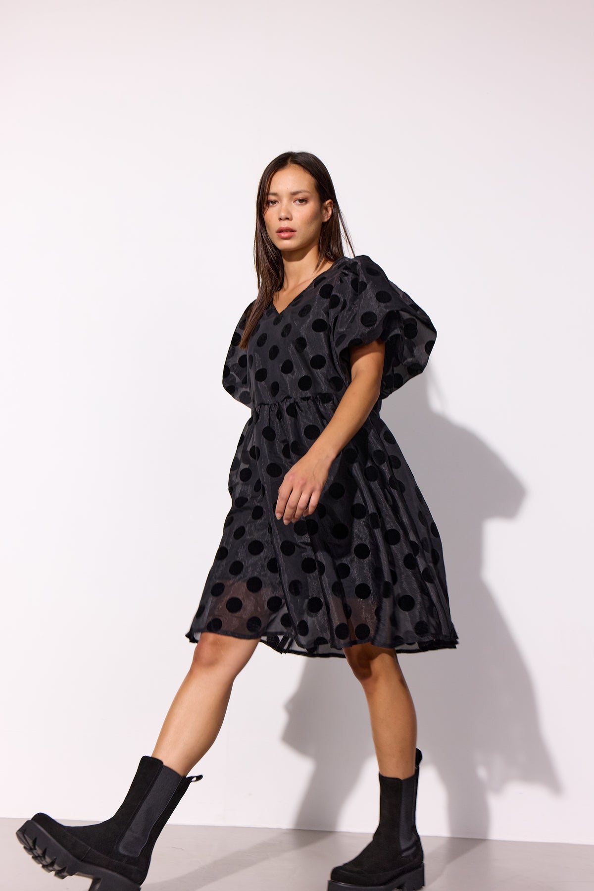 HUNKØN Bobby Dress Dresses Black w/dots