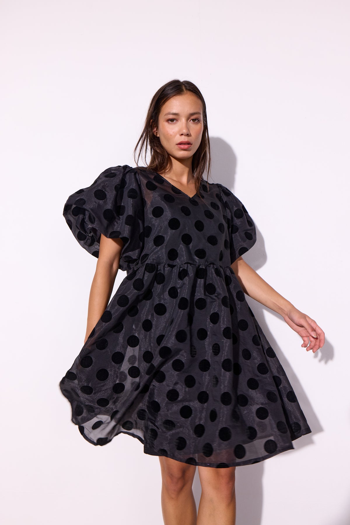 HUNKØN Bobby Dress Dresses Black w/dots