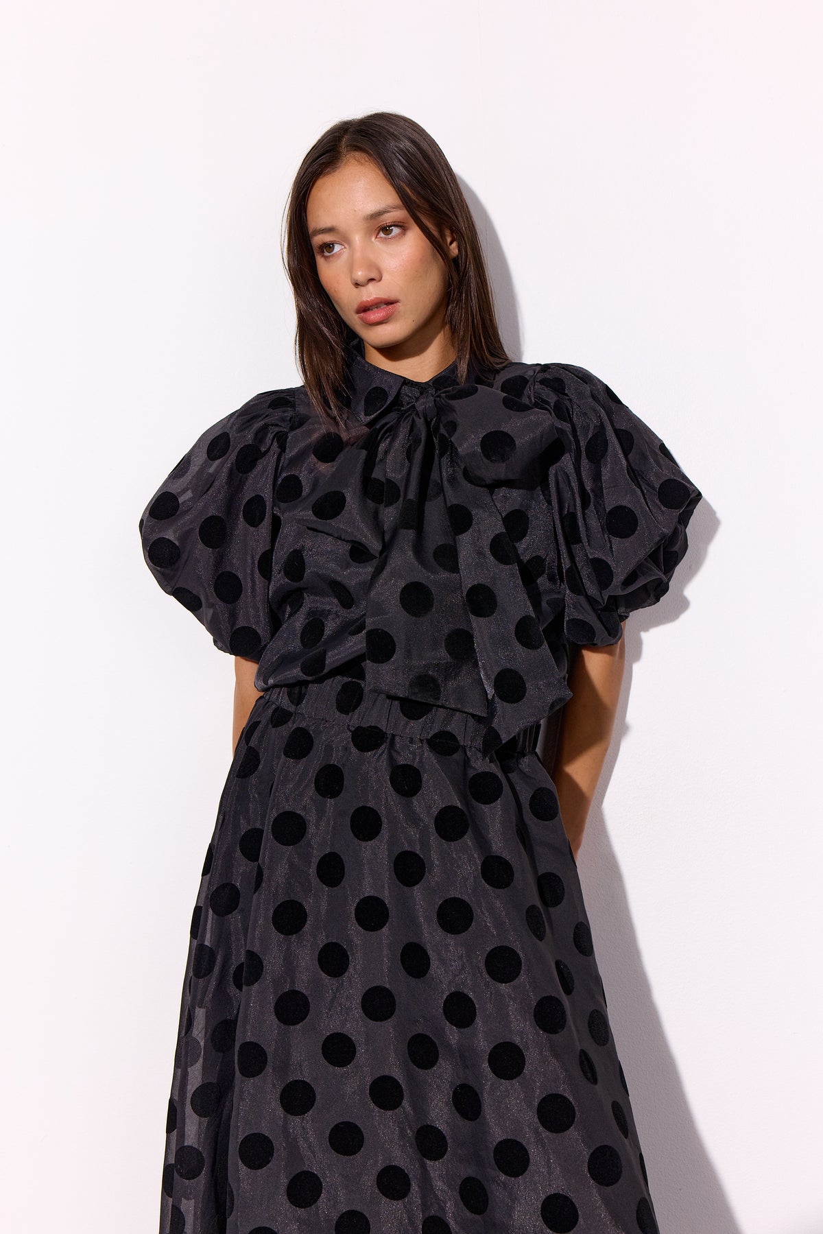 HUNKØN Bobby Long Skirt Skirts Black w/dots