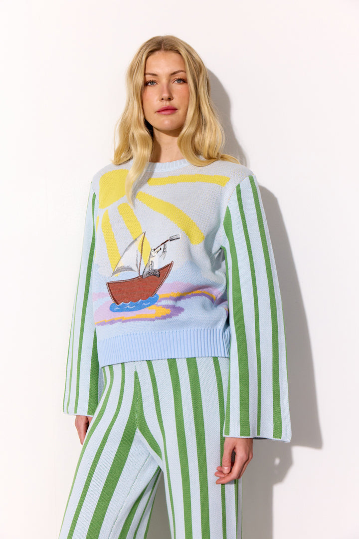 HUNKØN Bubbles Blouse Blouses Blue Sea