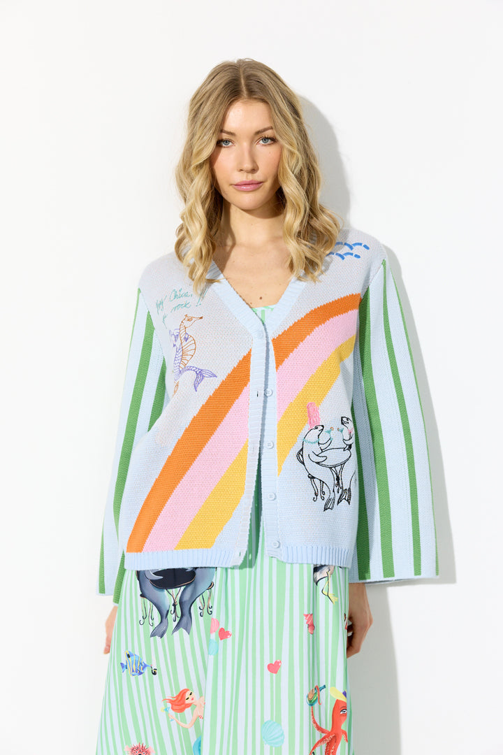 HUNKØN Bubbles Cardigan Cardigans Blue Sea