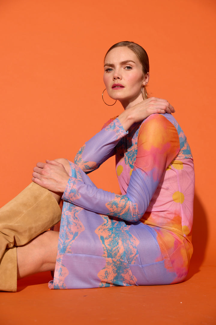 HUNKØN Devon Mesh Dress Dresses Horizon Art Print