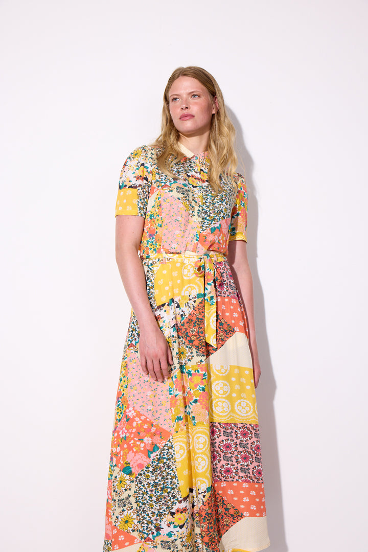 HUNKØN Dora Dress Dresses Yellow Patchwork