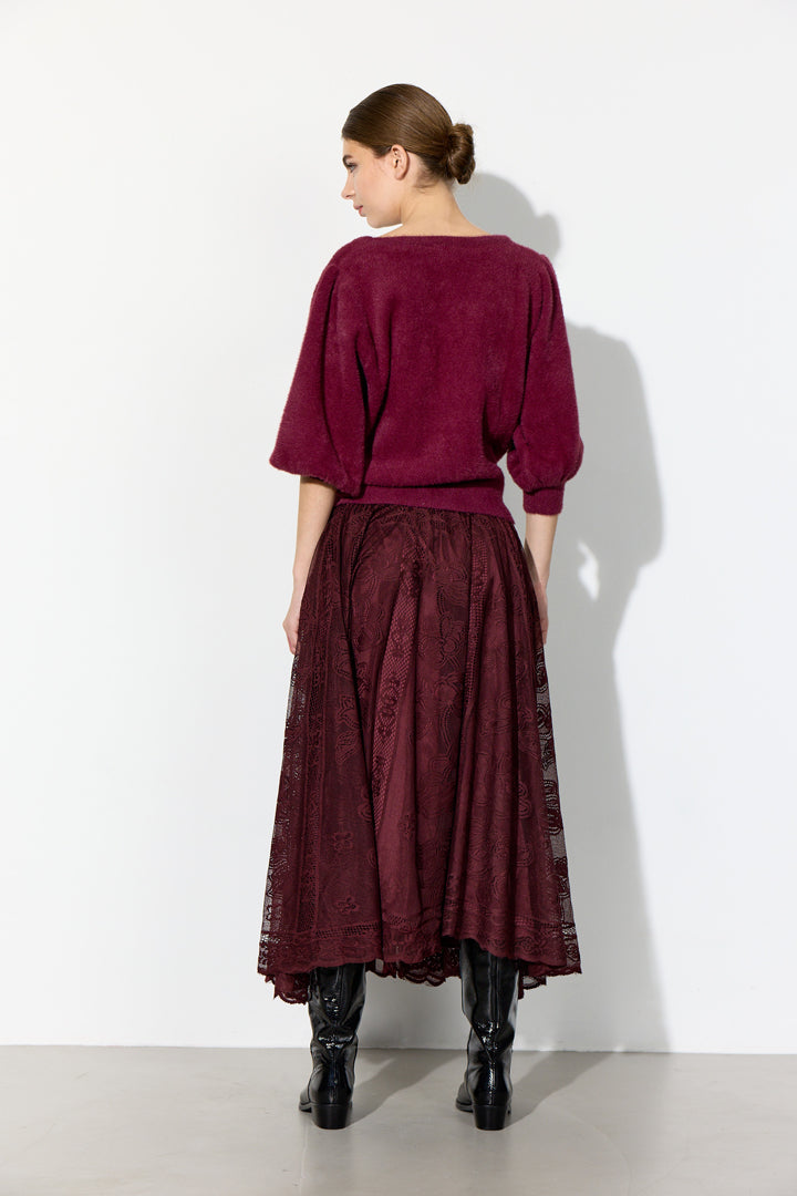 HUNKØN Enya Knit Blouse Blouses Oxblood