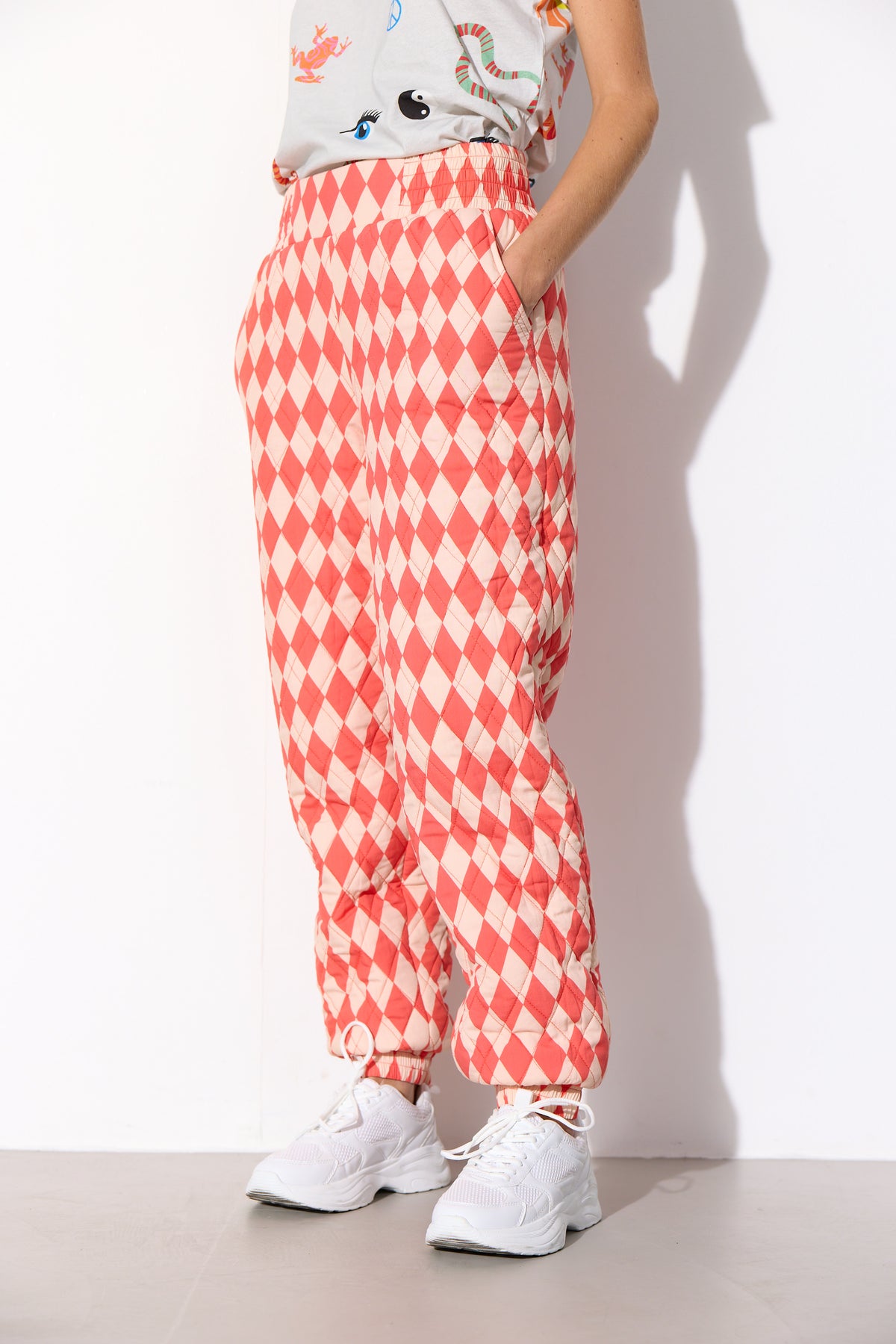 HUNKØN Harly Quilt Trousers Trousers Red Harlequin