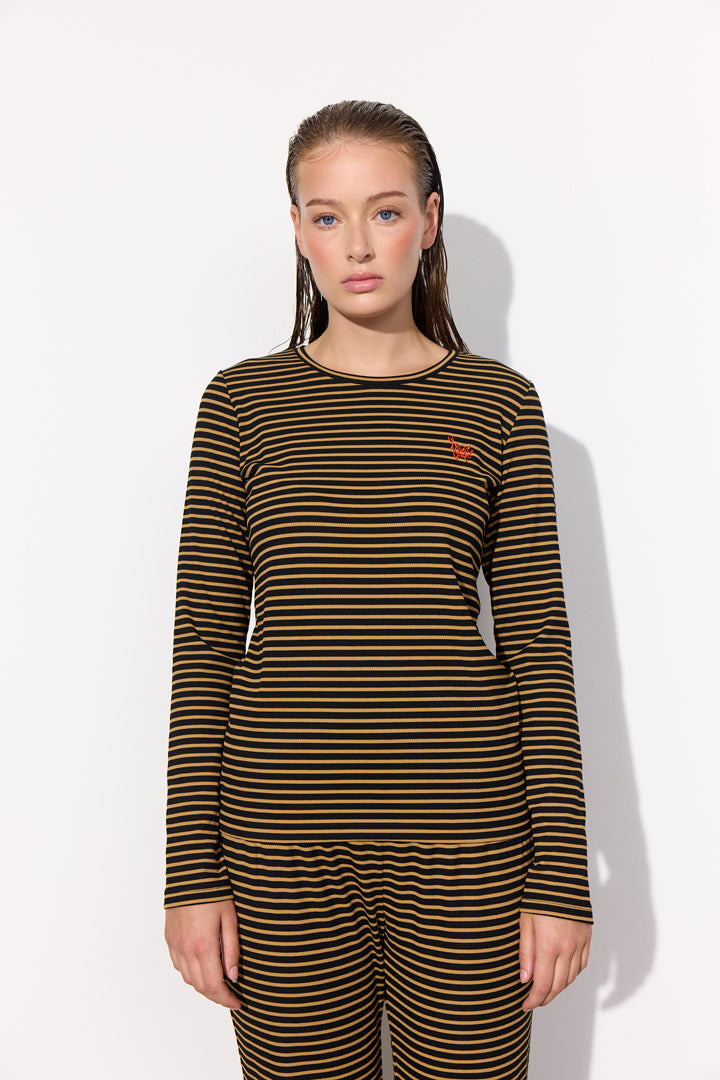 HUNKØN Indie Blouse Blouses Brown Striped