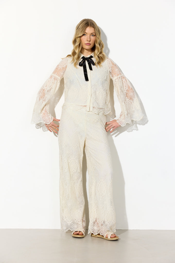 HUNKØN Lulu Lace Trousers Trousers Cream Lace