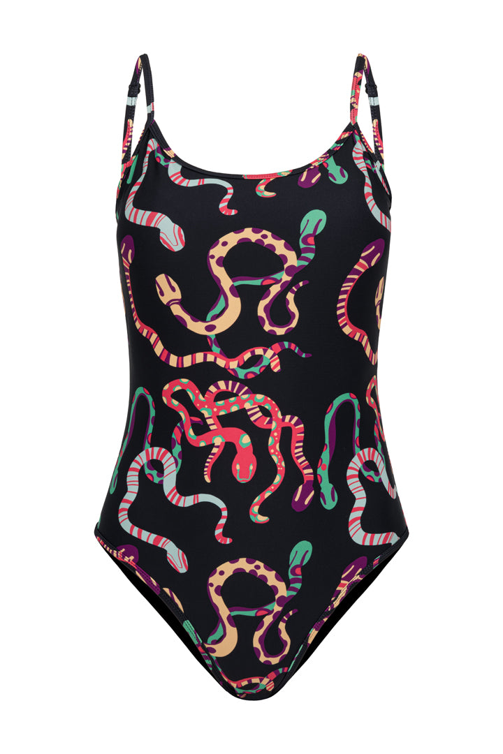 HUNKØN Maddox Swimsuit Swimwear Black snake Art Print