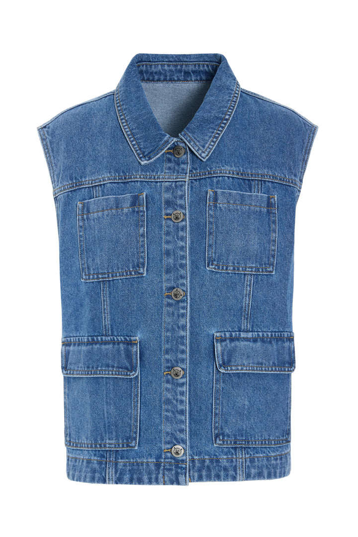HUNKØN Nala Denim Vest Vests Stonewash Denim