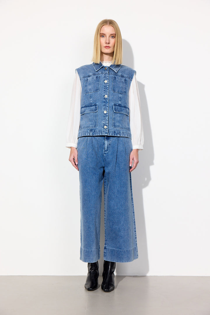 HUNKØN Nala Denim Vest Vests Stonewash Denim