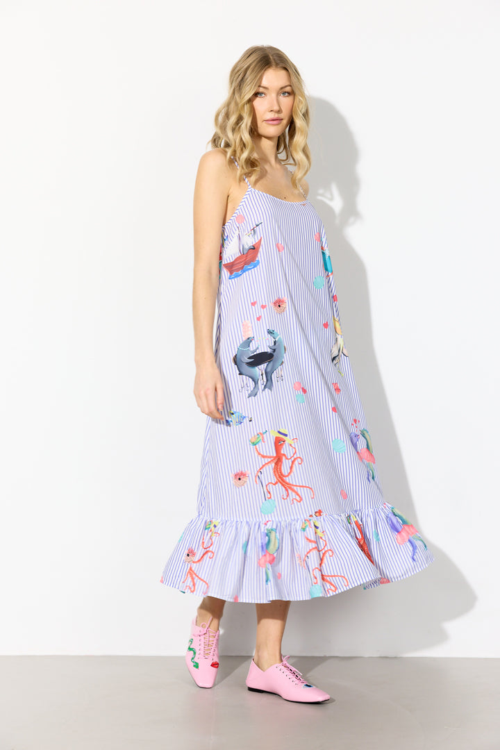 HUNKØN Nessie Dress Dresses Blue Ocean Art Print