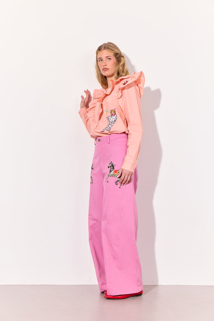 HUNKØN Nola Ruffle Shirt Shirts Peach
