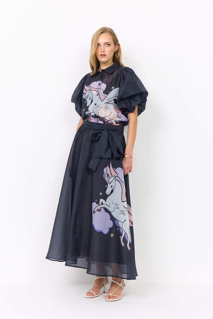 HUNKØN Pallas Long Skirt Skirts Black Pony