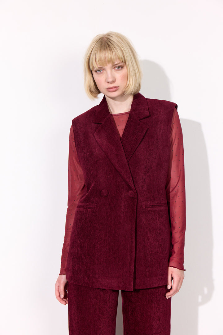HUNKØN Petra Vest Vests Burgundy