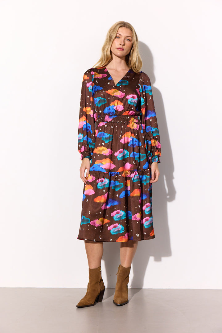HUNKØN Sonja Dress Dresses Cocoa Sky Art Print
