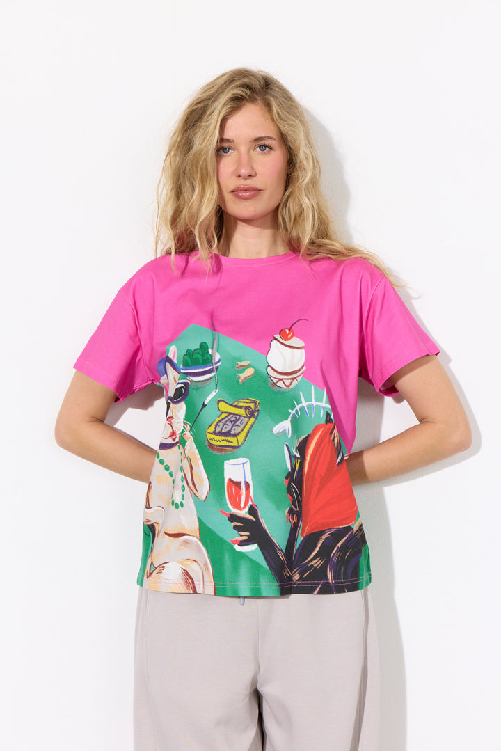 HUNKØN Tigra T-Shirt T-shirts Cocktails with Cats Art Print