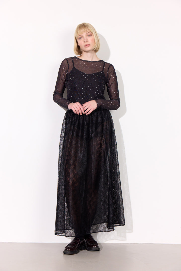 HUNKØN Tova Mesh Blouse Blouses Black