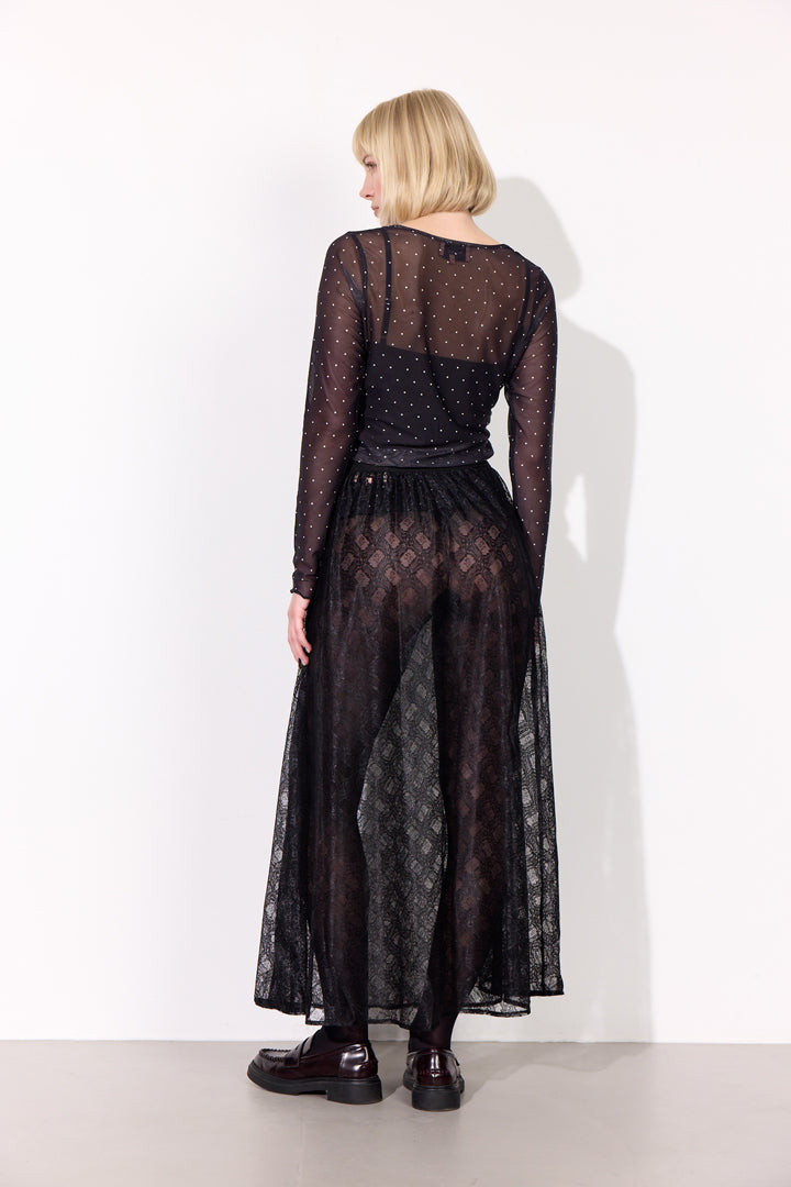 HUNKØN Tova Mesh Blouse Blouses Black