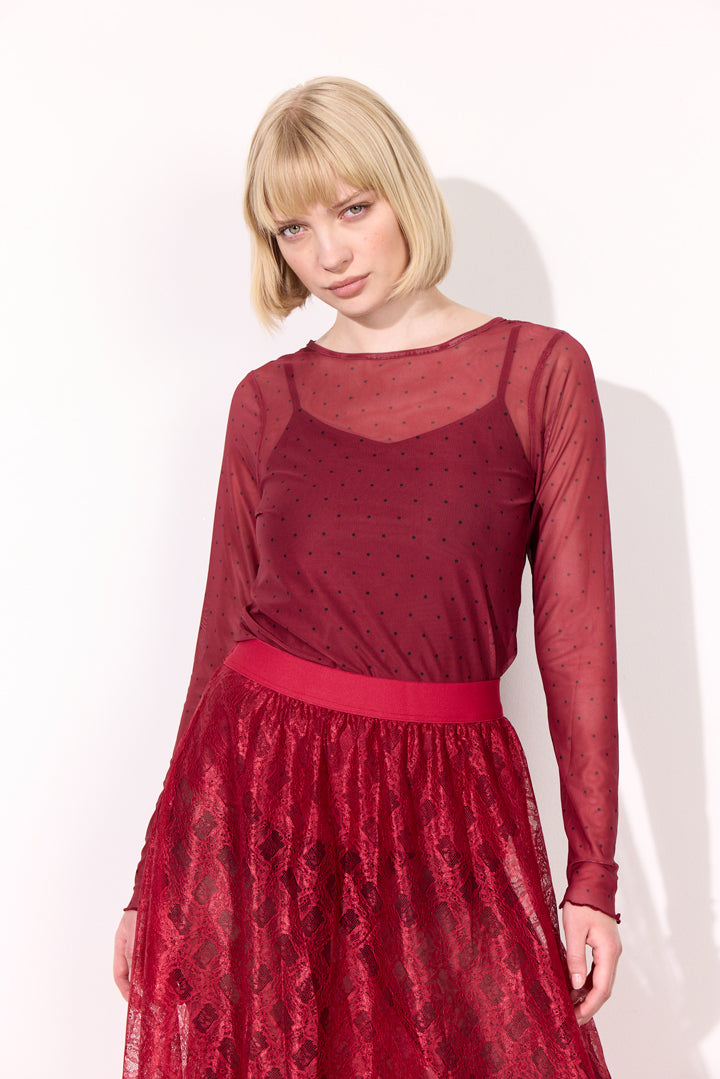 HUNKØN Tova Mesh Blouse Blouses Zinfandel