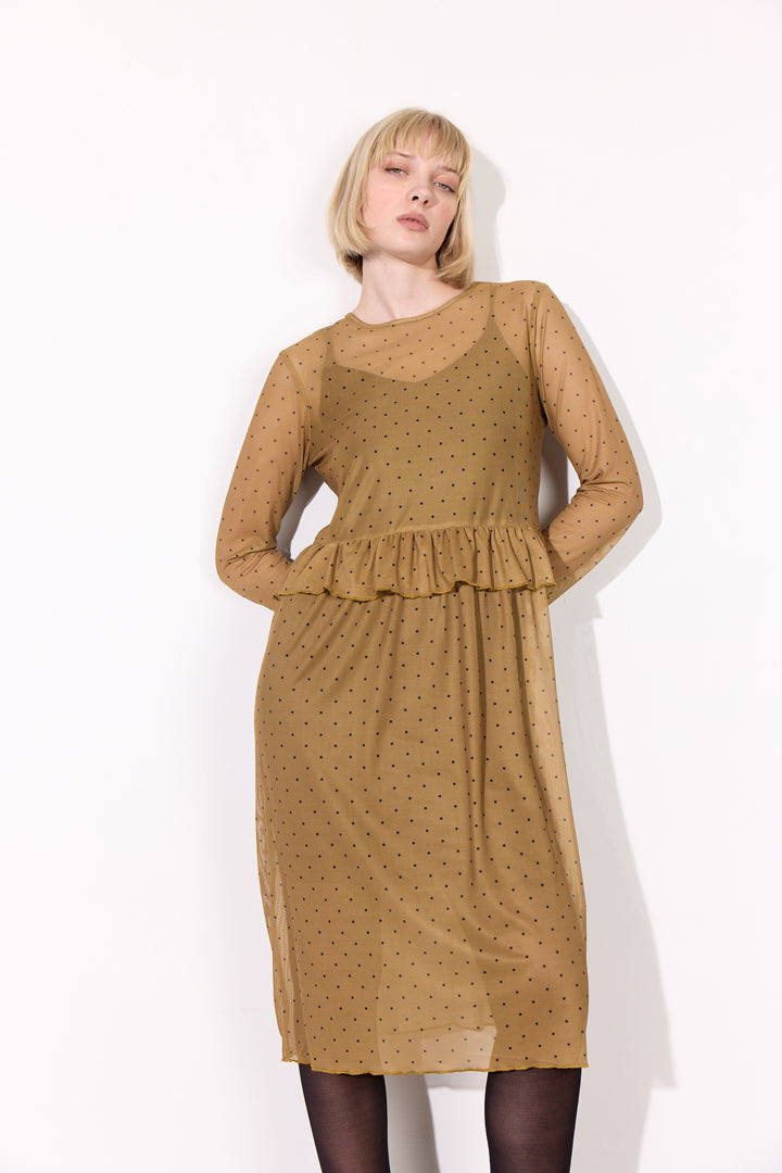 HUNKØN Tova Mesh Dress Dresses Camel