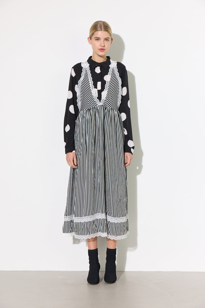 HUNKØN Vicky Dress Dresses Black Striped