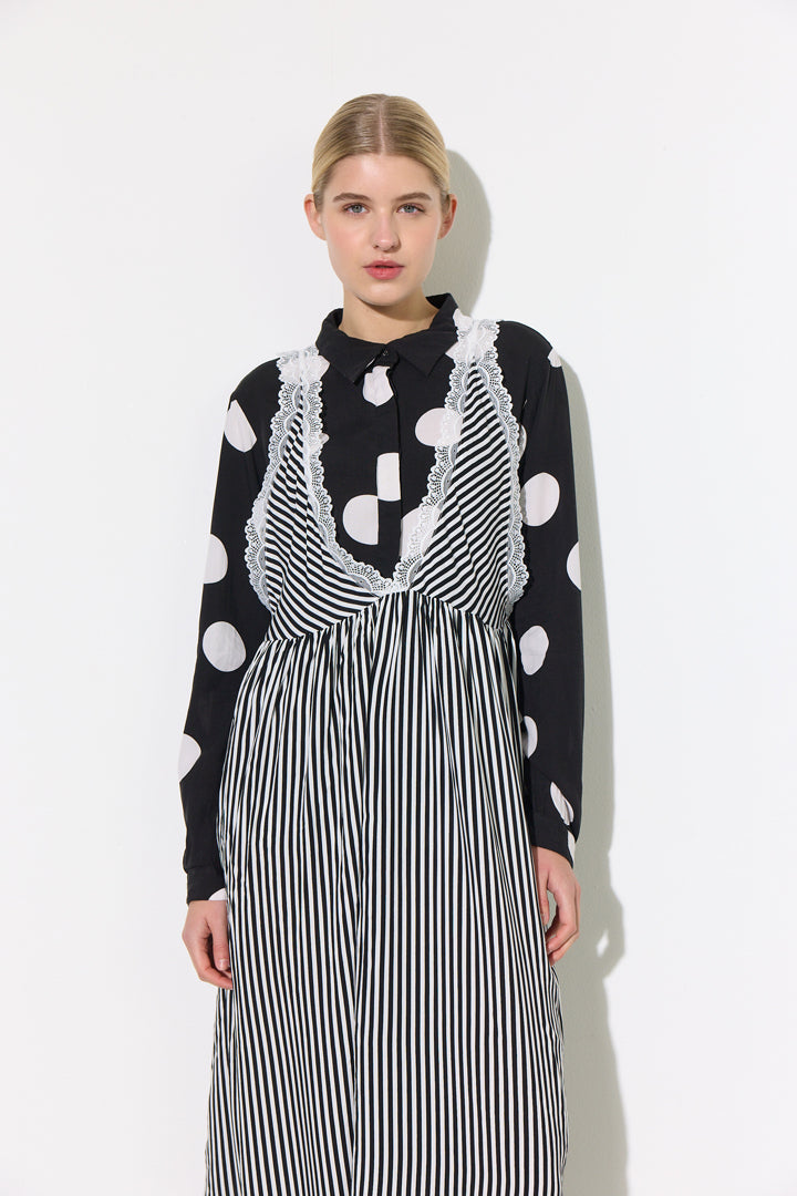 HUNKØN Vicky Dress Dresses Black Striped