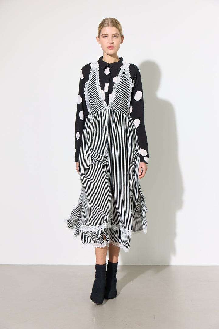 HUNKØN Vicky Dress Dresses Black Striped