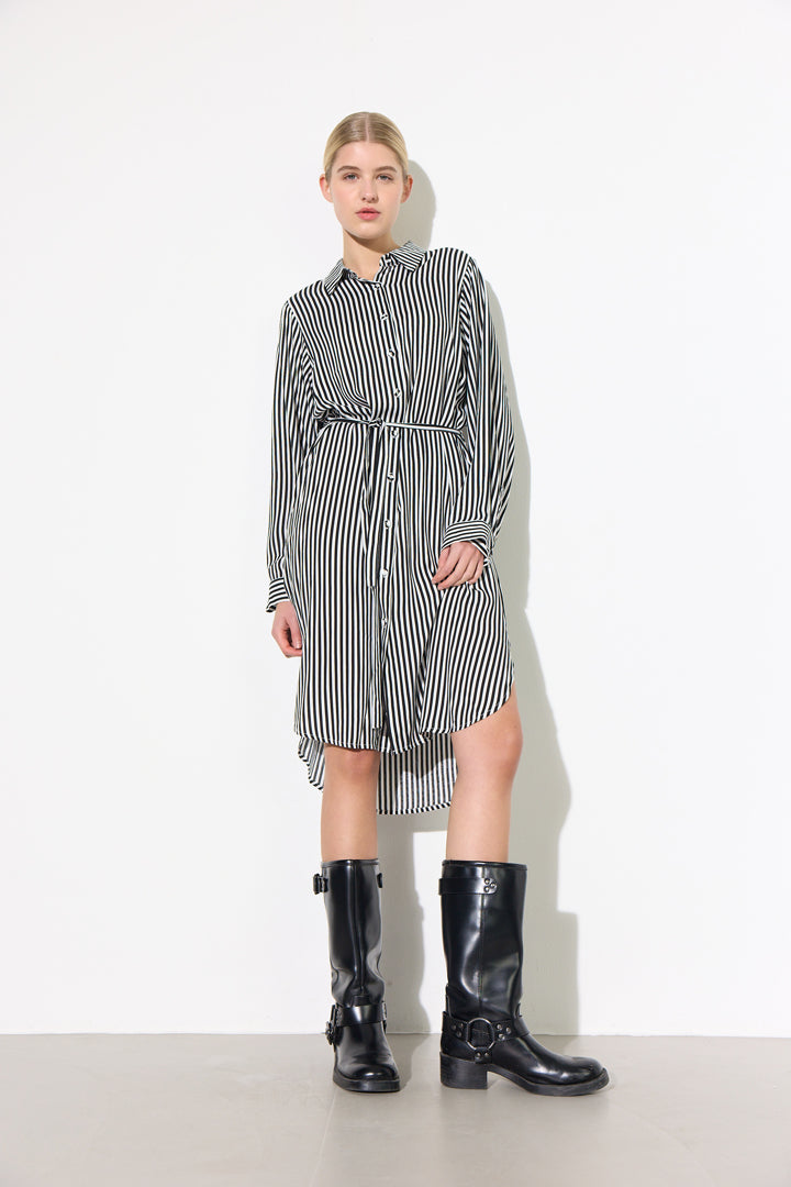 HUNKØN Vicky Shirtdress Dresses Black Striped