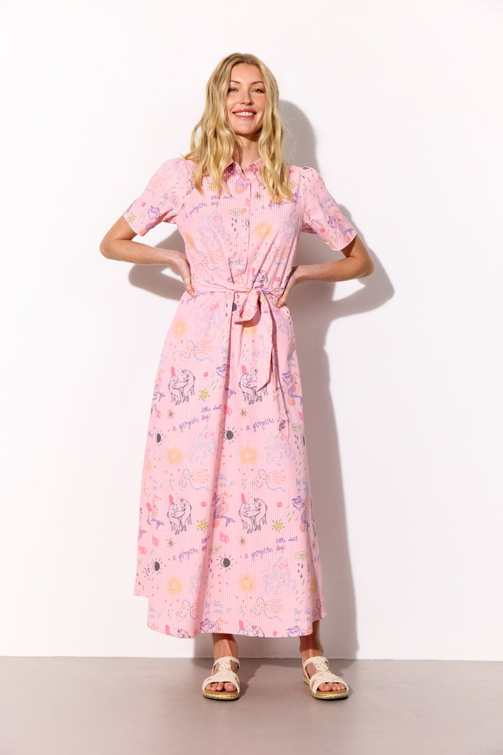 HUNKØN Zoe Dress Dresses Pink Sea Creatures Art Print