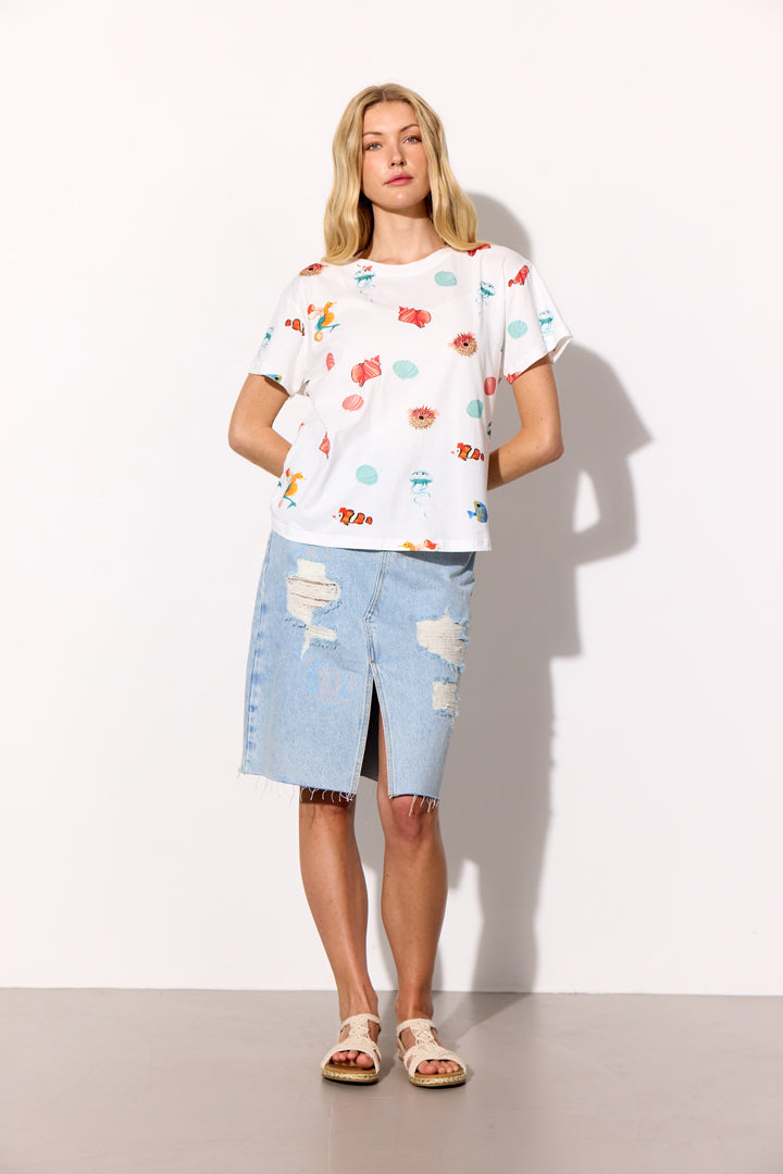 HUNKØN Azura T-shirt T-shirts White Ocean