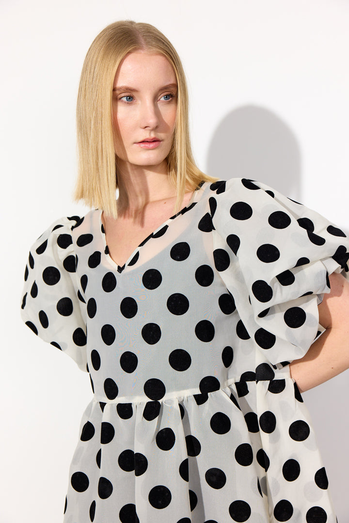 HUNKØN Bobby Dress Dresses White w/ dots