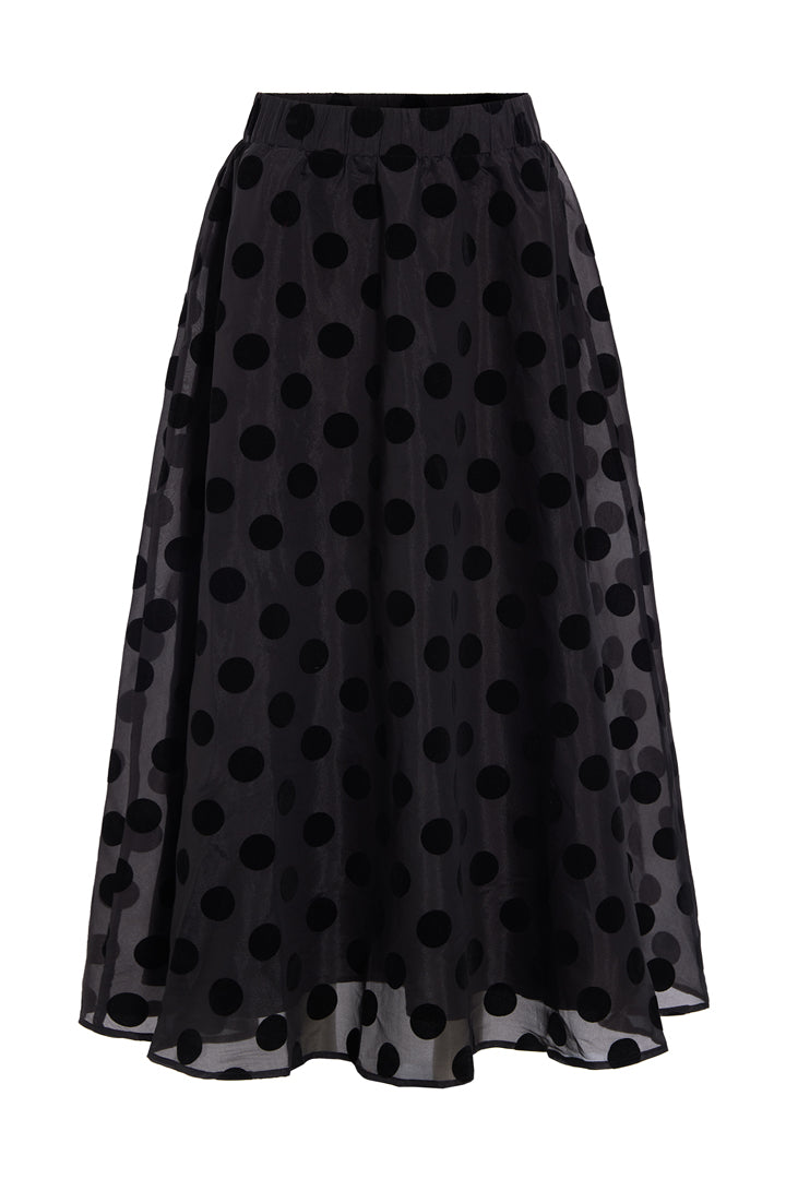 HUNKØN Bobby Long Skirt Skirts Black w/dots