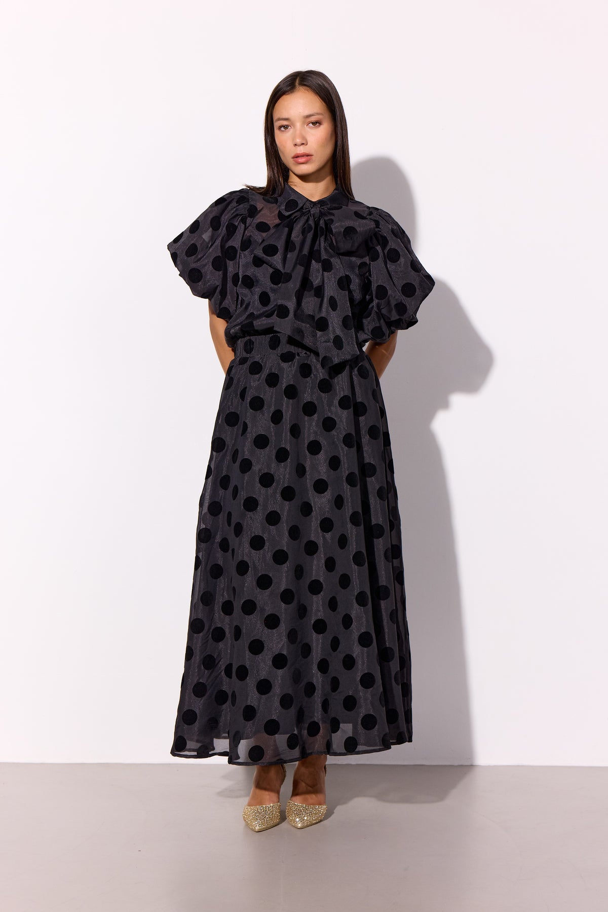 HUNKØN Bobby Long Skirt Skirts Black w/dots