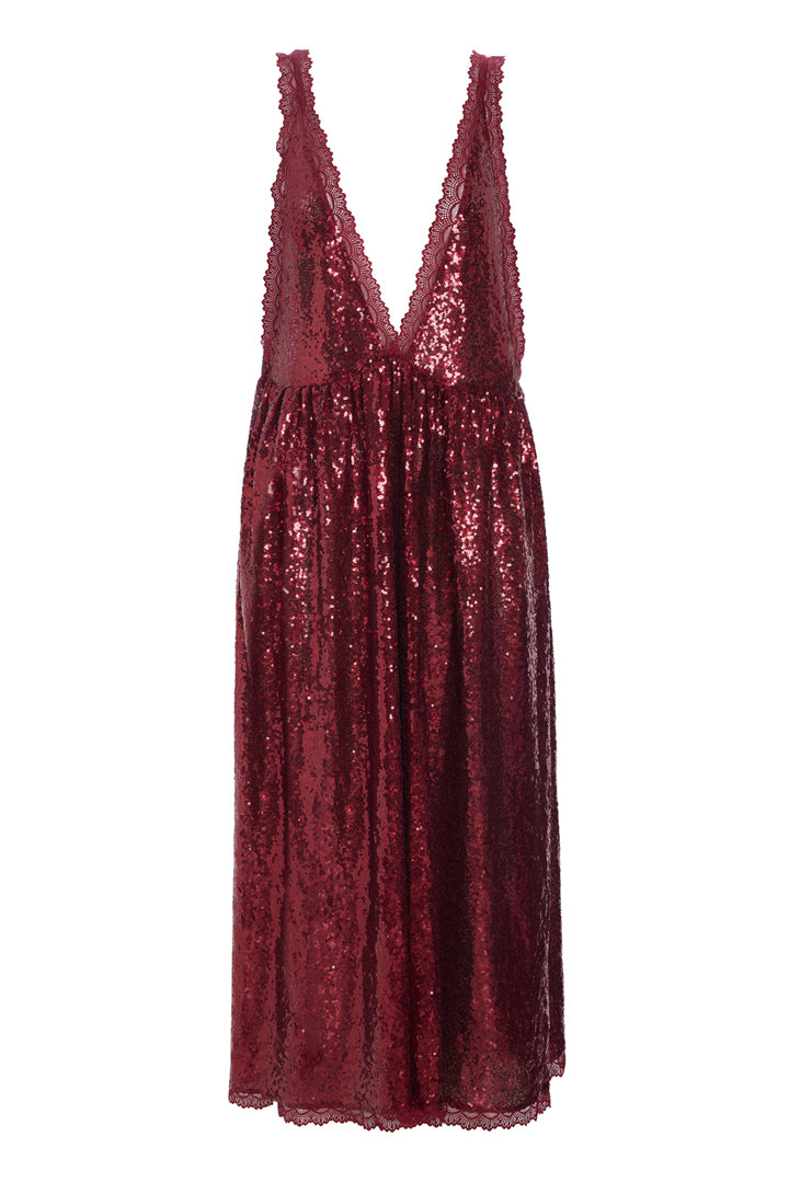 HUNKØN Bodil Dress Dresses Deep red