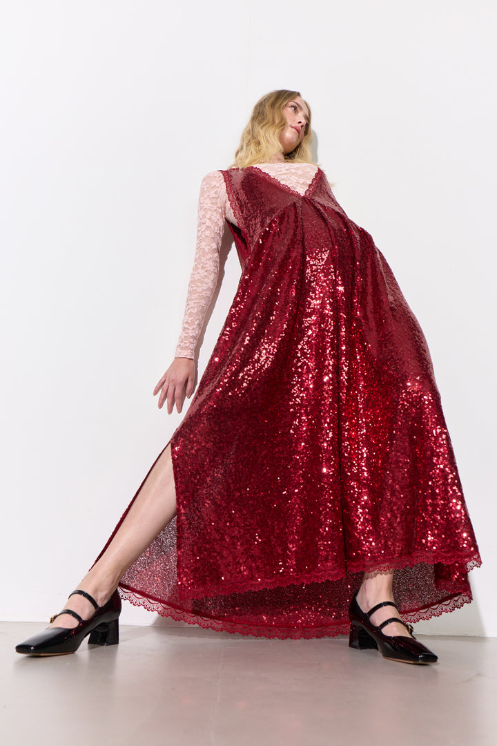 HUNKØN Bodil Dress Dresses Deep red