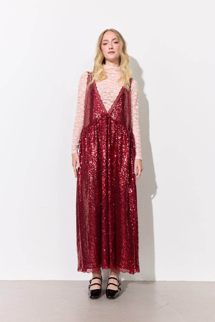 HUNKØN Bodil Dress Dresses Deep red