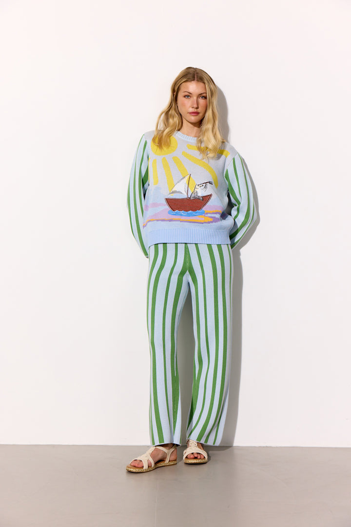 HUNKØN Bubbles Trousers Trousers Green Striped