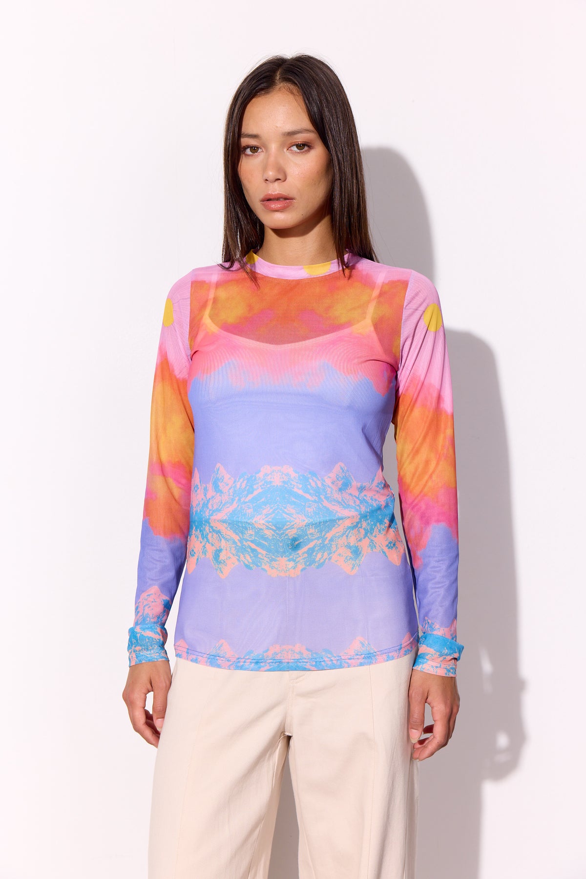 HUNKØN Devon Mesh Blouse Blouses Horizon Art Print