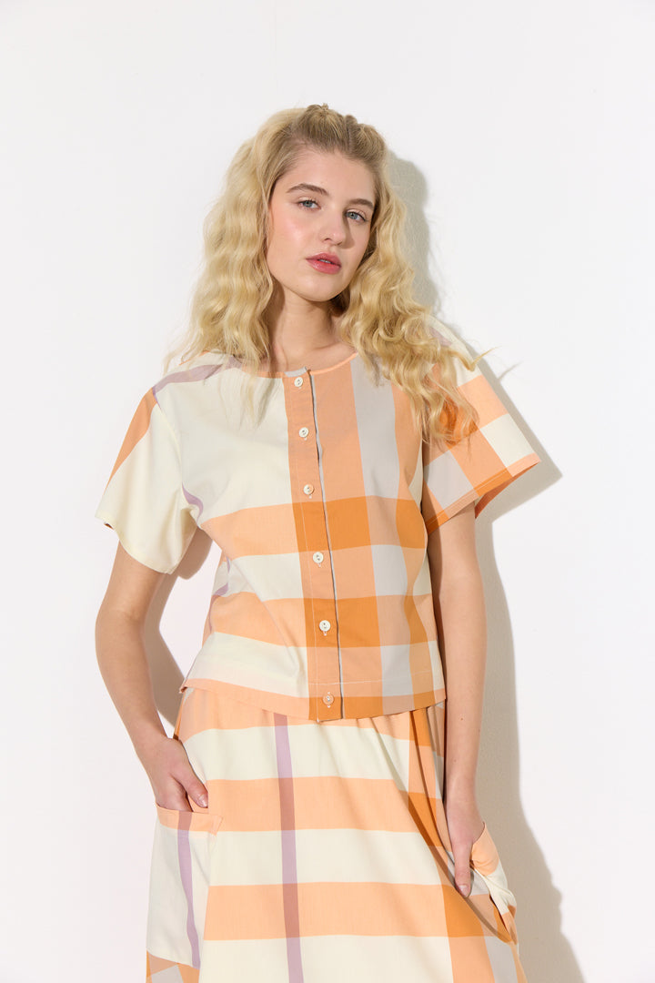 HUNKØN Frankie Shirt Shirts Orange checked