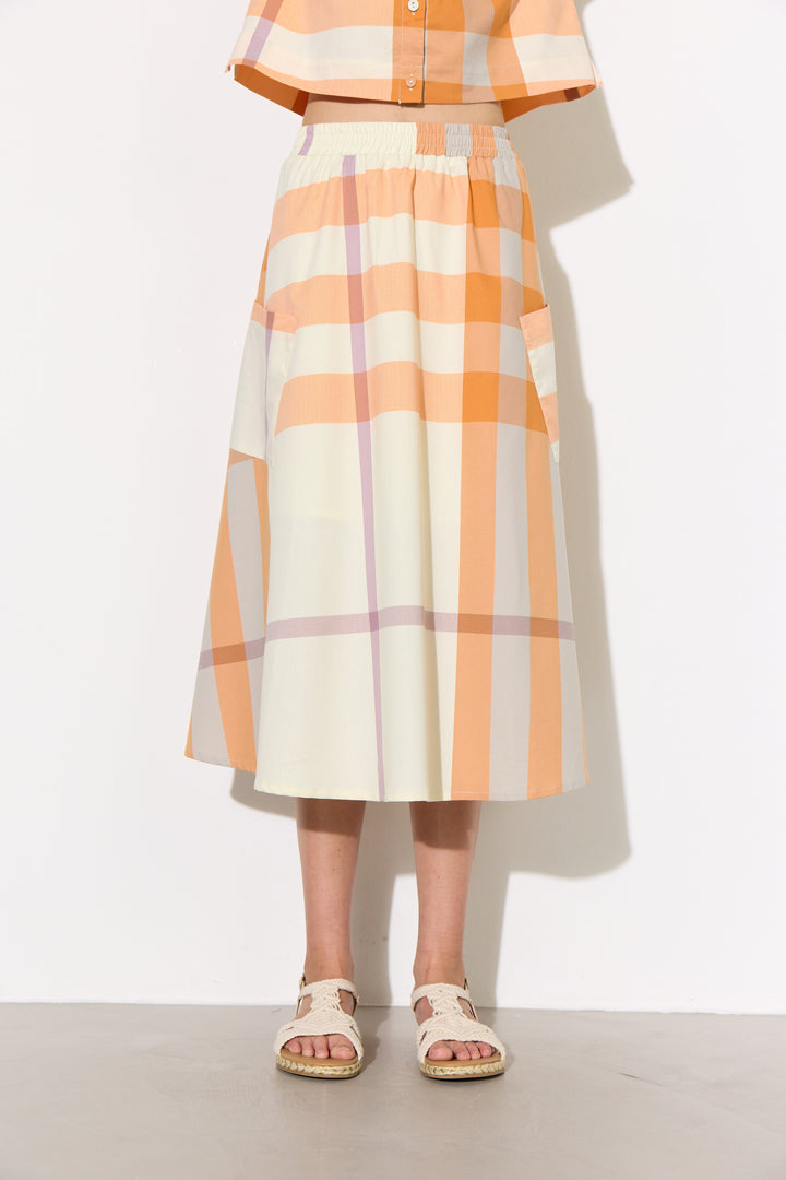 HUNKØN Frankie Skirt Skirts Orange checked