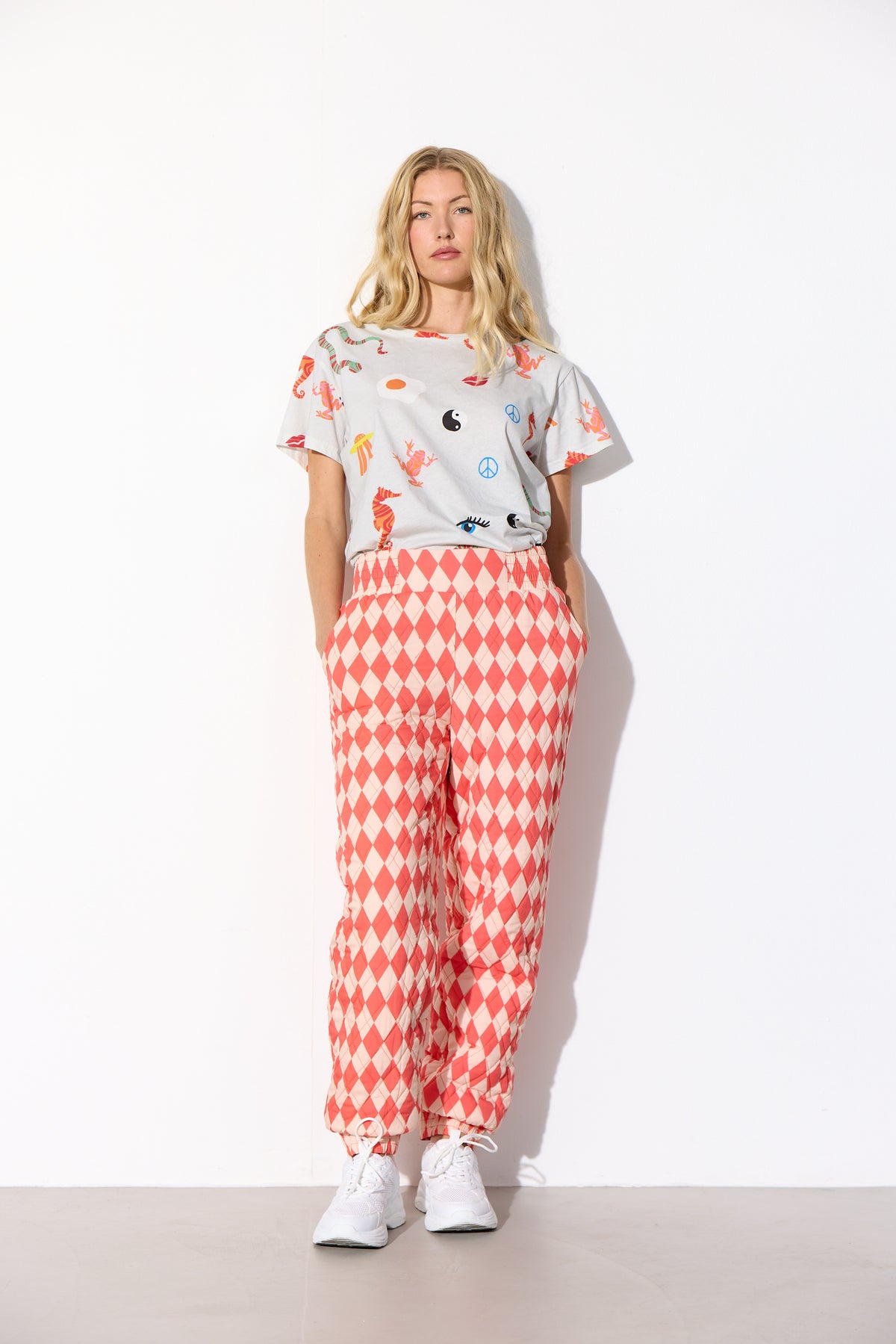 HUNKØN Harly Quilt Trousers Trousers Red Harlequin