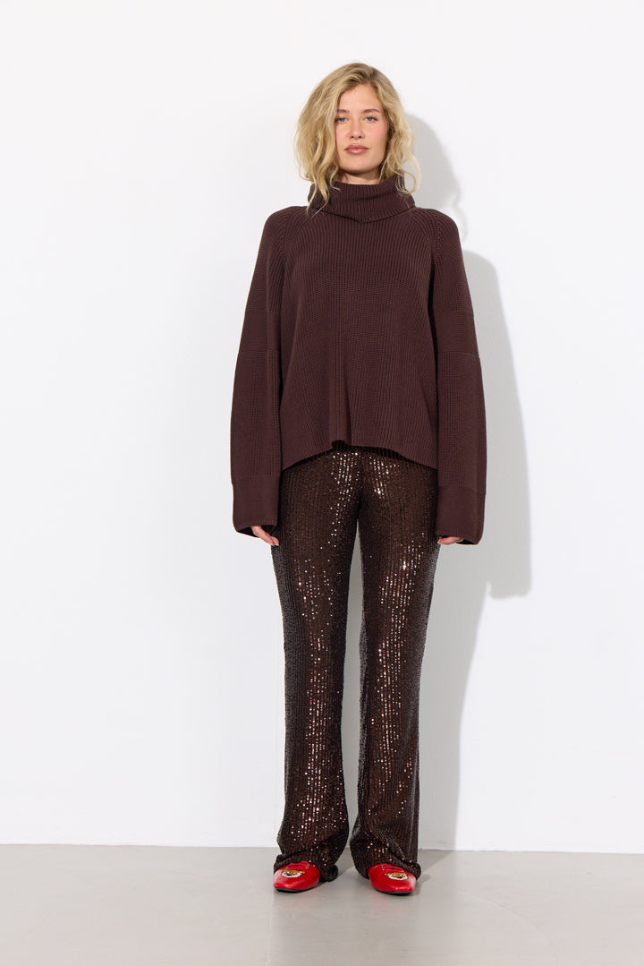 HUNKØN Jules Knit Blouse Blouses Chestnut