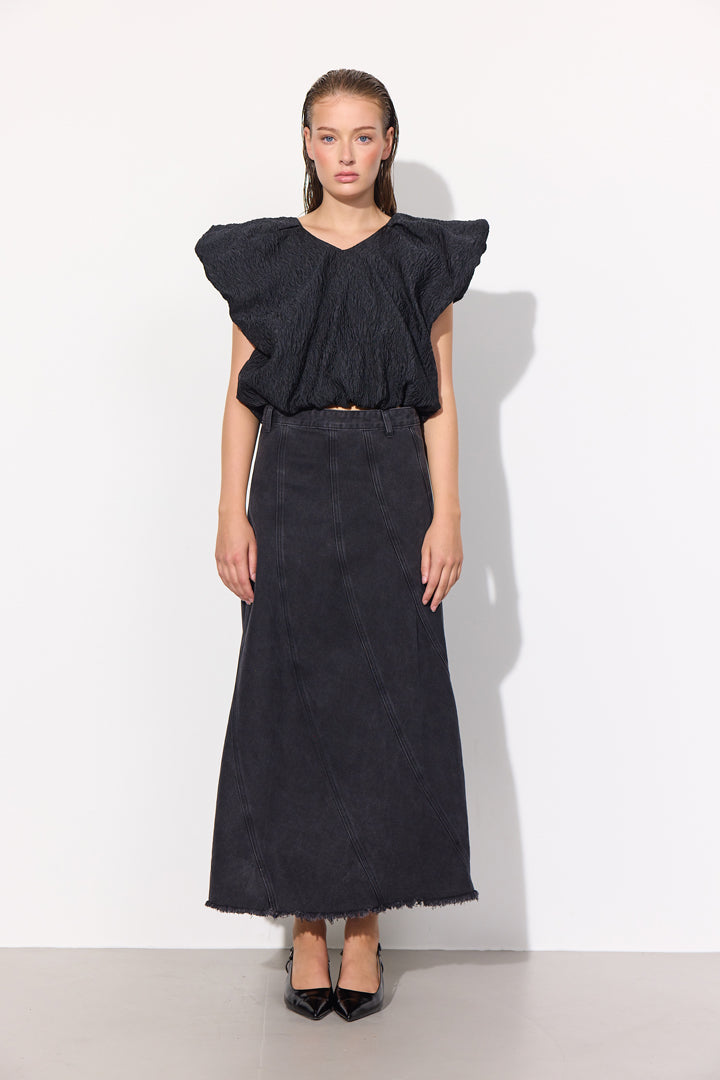 HUNKØN Mette Denim Skirt Skirts Black
