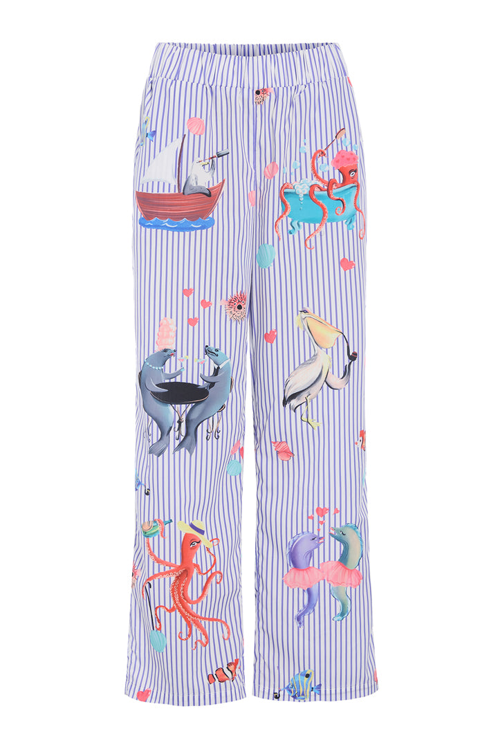 HUNKØN Nessie Trousers Trousers Blue Ocean Art Print