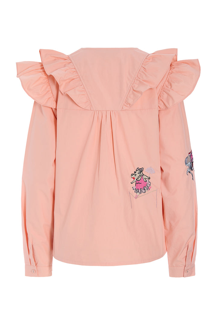 HUNKØN Nola Ruffle Shirt Shirts Peach