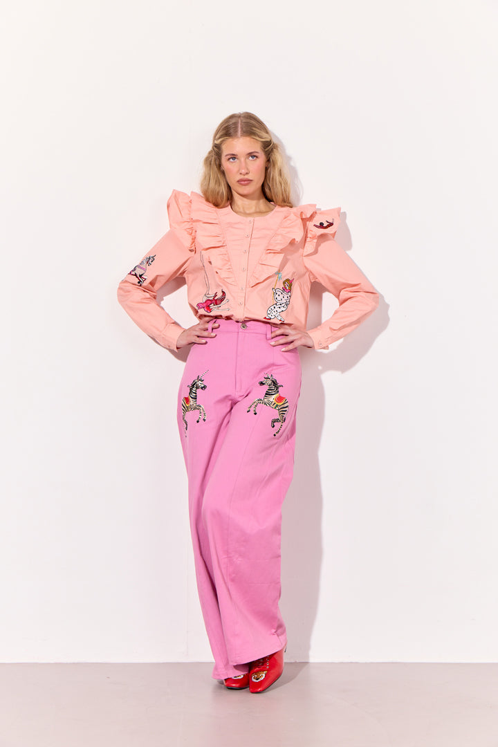 HUNKØN Nola Ruffle Shirt Shirts Peach