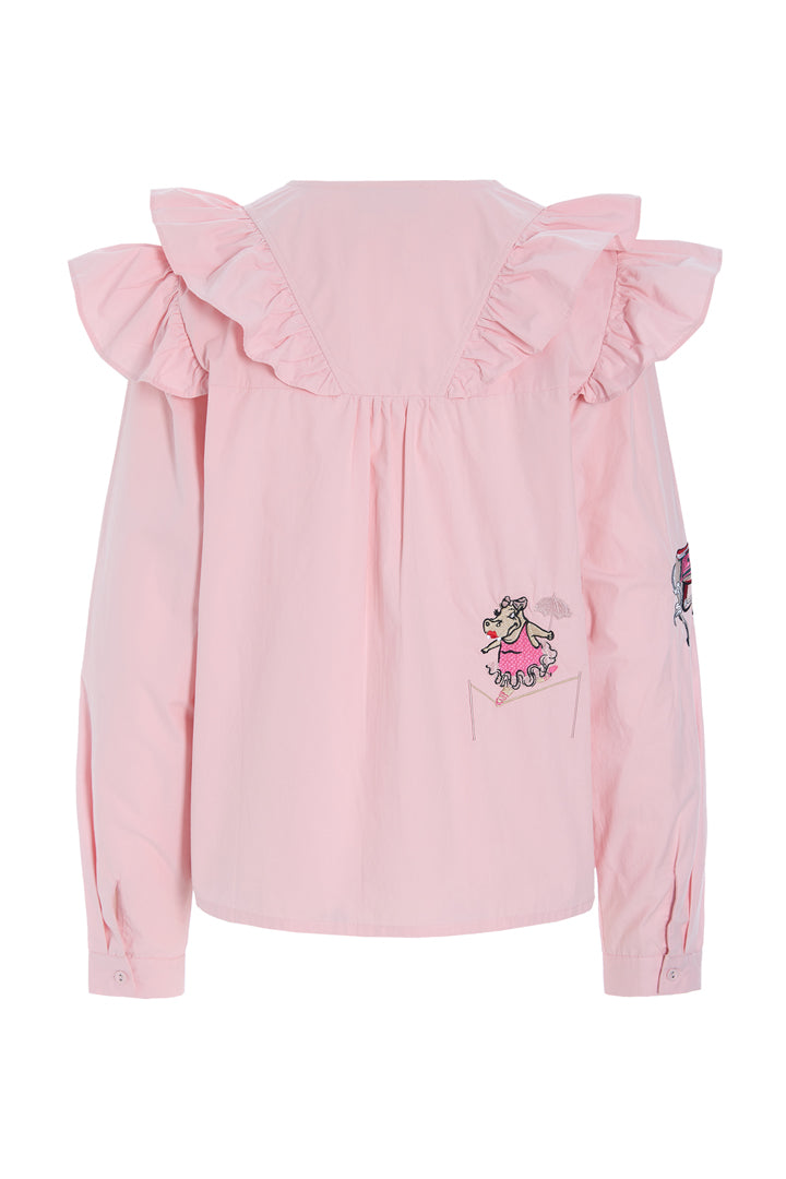 HUNKØN Nola Ruffle Shirt Shirts Soft Pink