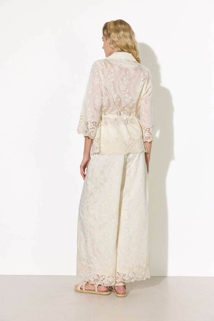 HUNKØN Patty Lace Blazer Jackets Cream
